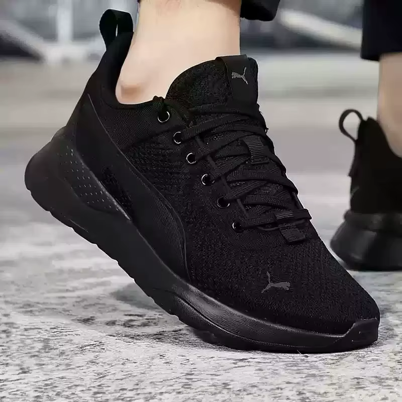 PUMA All Black Baskets de course décontractées légères et antidérapantes en maille respirante 371128-01