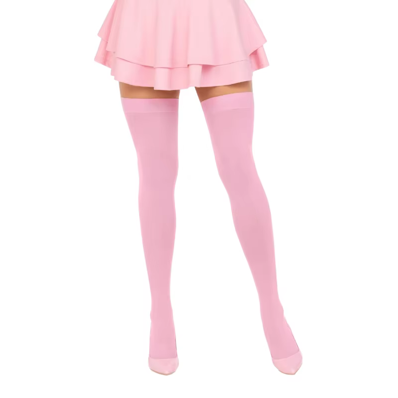 Bas de couleur unie rose pour femmes, vêtements érotiques, Lingerie douce fille, chaussettes hautes chaudes en velours, médias de mujer