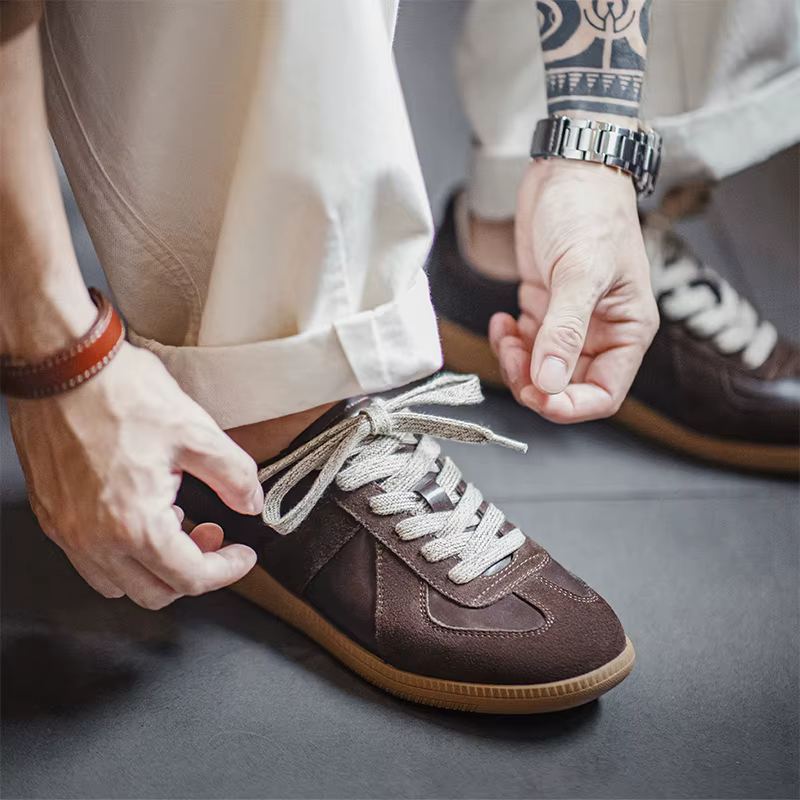 Chaussures de sport classiques Maden en cuir marron