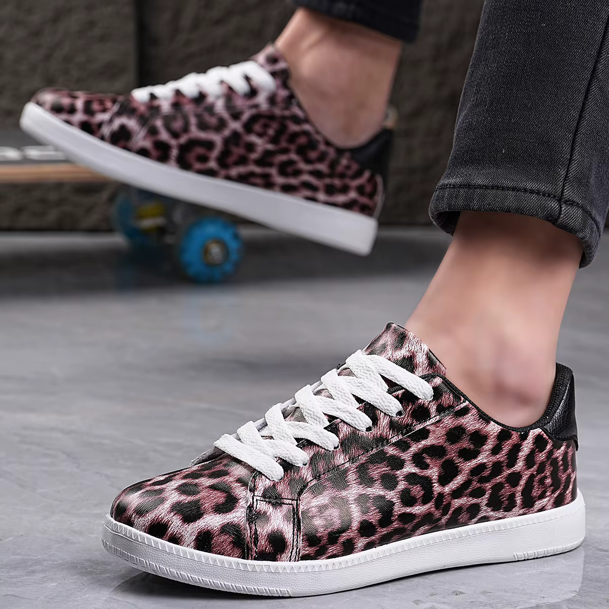 Chaussures de sport pour hommes 2026 en cuir et maille à lacets