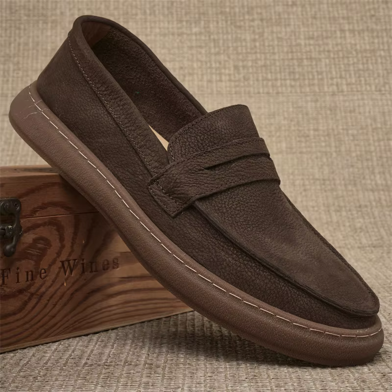 Mocassins d'affaires décontractés en cuir véritable italien pour hommes