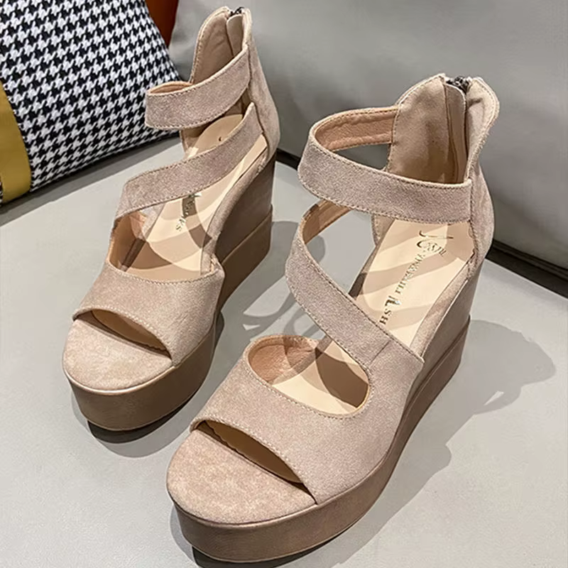 Chaussures compensées talon été 2025 sandales de Style romain pour femme
