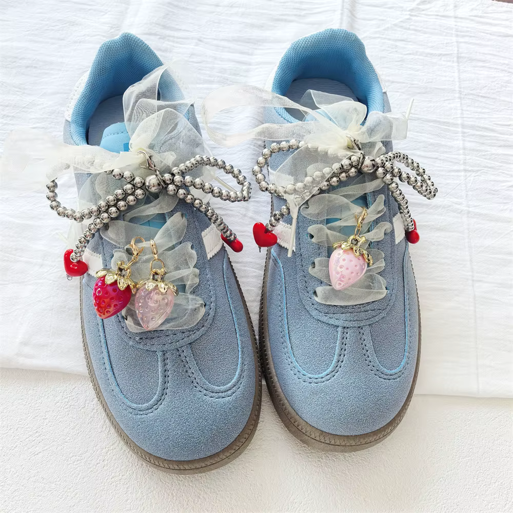 Lacets de chaussures en perles de raisin cerise