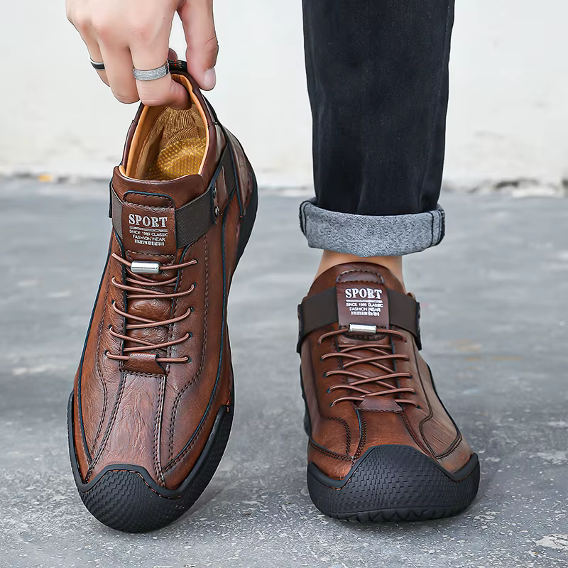 Bottes décontractées en cuir cousues à la main pour hommes