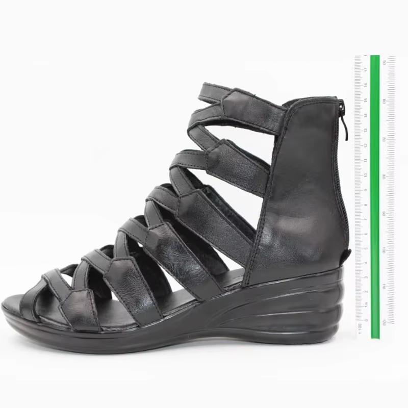 BEYARNE été mode sandales en cuir véritable semelle souple confortable bout ouvert compensées mère chaussures