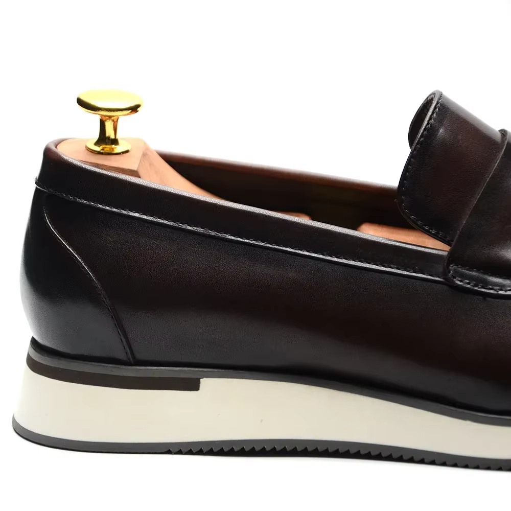 XEBOS hommes à la main en cuir véritable gland Penny mocassins noir marron chaussures plates automne décontracté