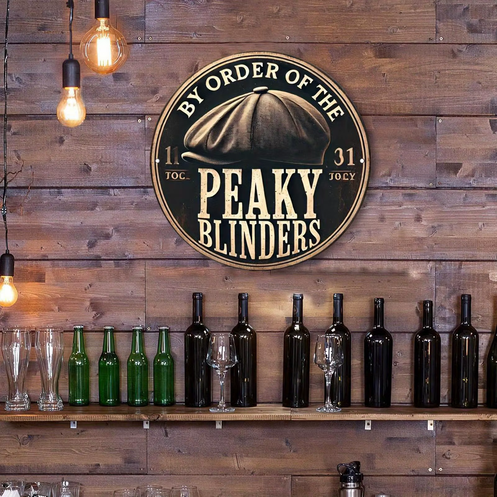 Panneau en métal HD vintage Peaky Blinders By Order Of The - Design rétro de casquette de gangster britannique avec esthétique plate 2D avec Au