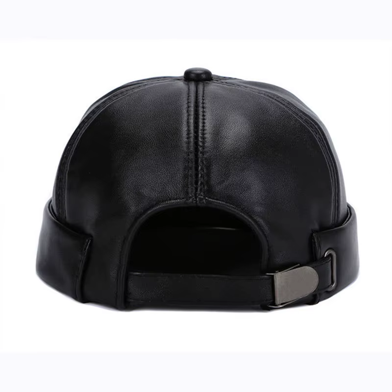 Chapeau Hiphop en cuir véritable pour homme, style décontracté, chapeau de propriétaire, style chinois, casquette en peau de mouton, casquettes rondes fines