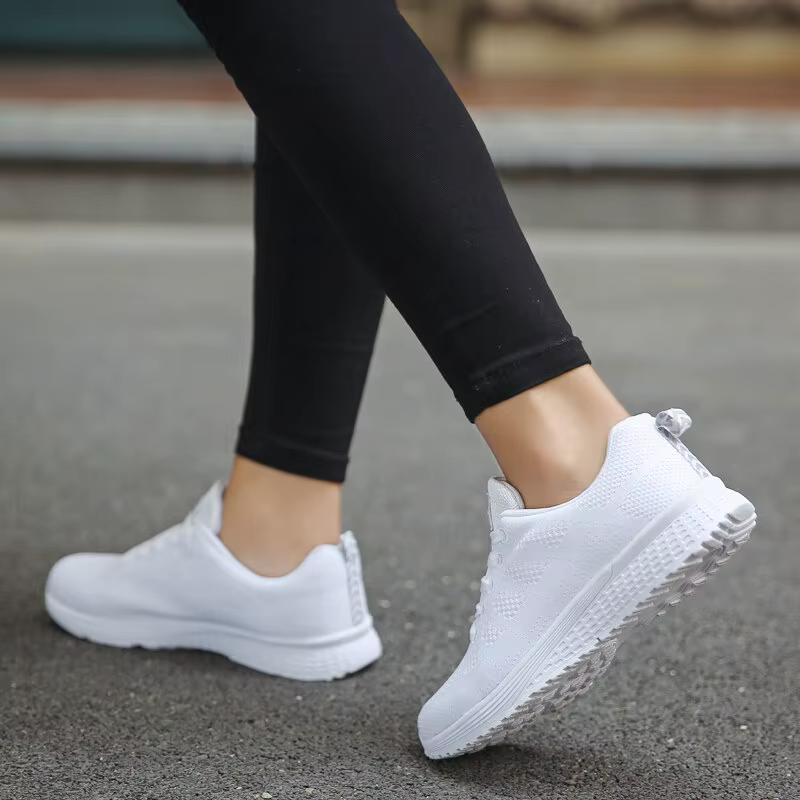 Femmes Chaussures Décontractées Mode Respirant Marche Maille FlatShoesSneakers Blanc Femme