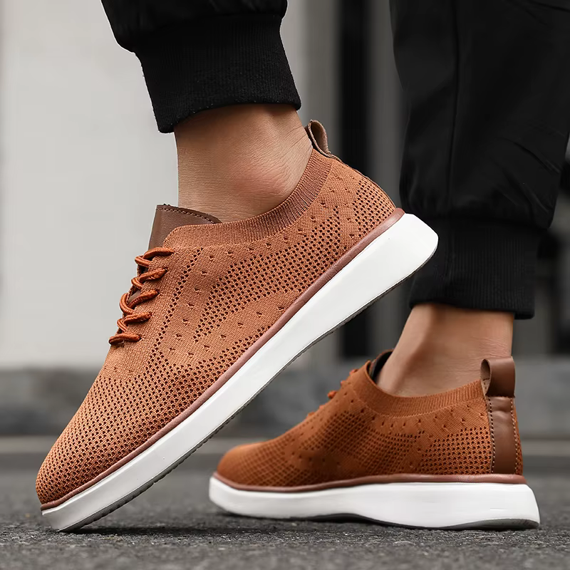 Nouveaux hommes baskets en tricot léger respirant maille chaussures décontractées antidérapant semelle souple mode