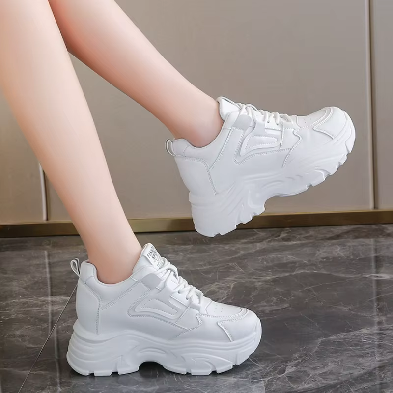 Baskets pour femmes chaussures à plate-forme blanche 2025 à lacets fond épais vulcaniser