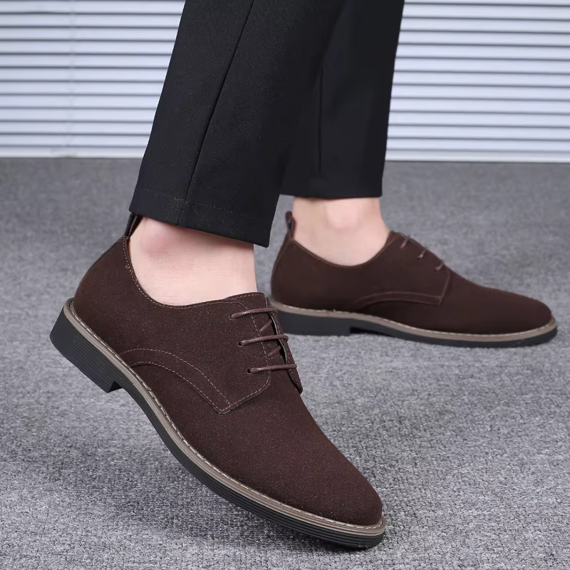 Chaussures Oxford en daim bleu marine pour hommes