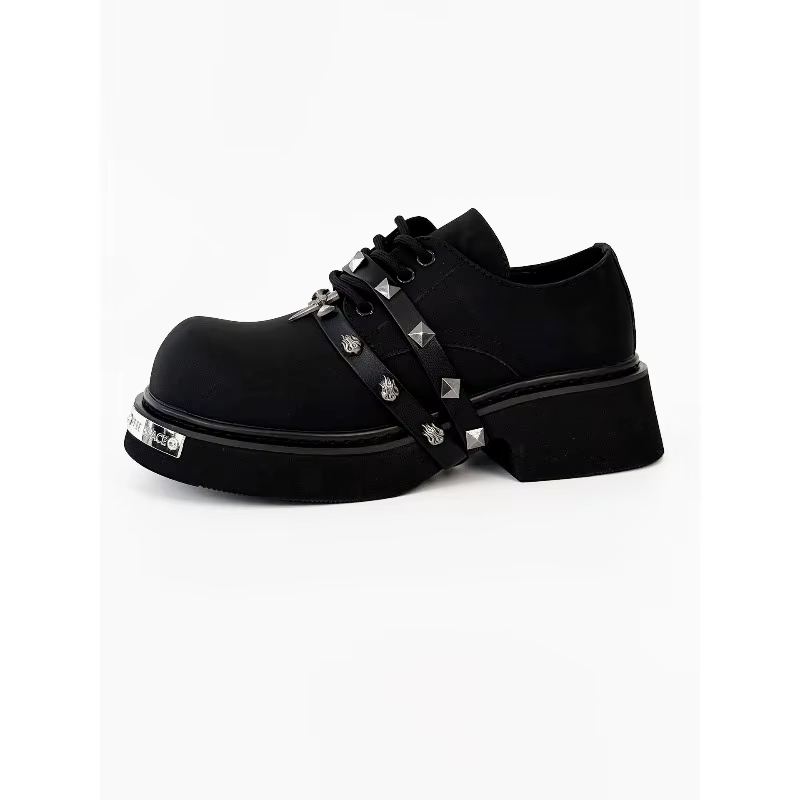 Hommes femmes à semelles épaisses grosse tête rétro Derby chaussures mode haute qualité en cuir