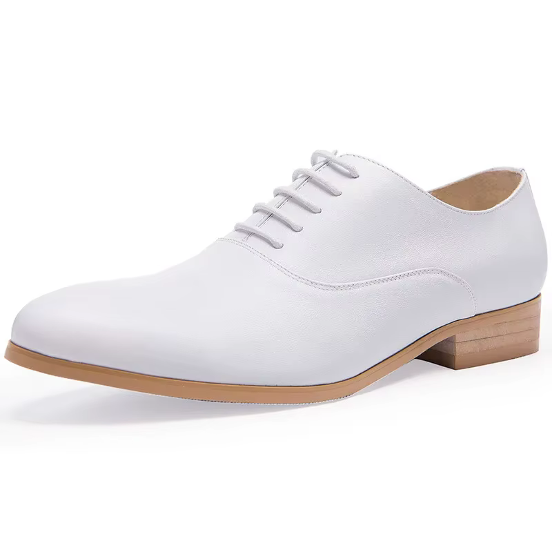 Chaussures de mariage blanches de luxe pour hommes, en cuir véritable, faites à la main, marque de styliste, mode automne qualité, chaussures sociales formelles, 2026