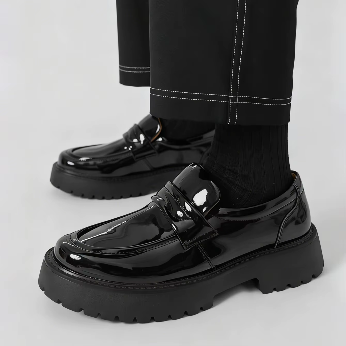 Mocassins Penny Classiques à Semelle Épaisse pour Hommes – Chaussures Habillées Blanches Formelles pour Gentleman