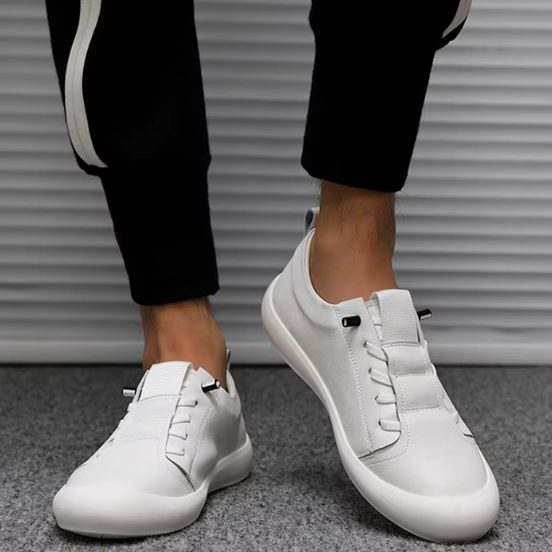 Baskets en cuir blanc pour hommes