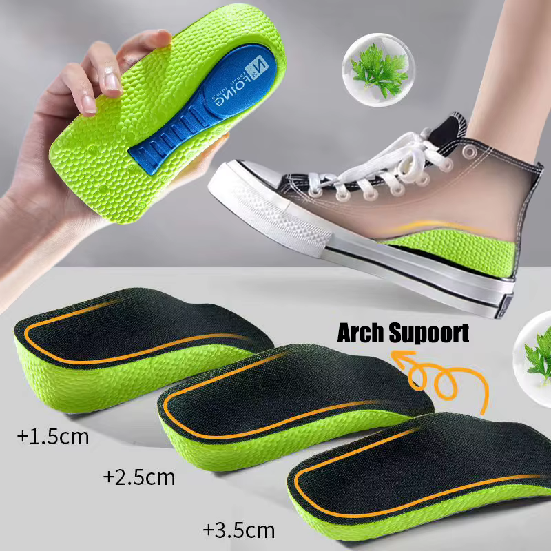 Semelles intérieures d'augmentation de la hauteur en mousse à mémoire de forme pour hommes femmes chaussures pieds