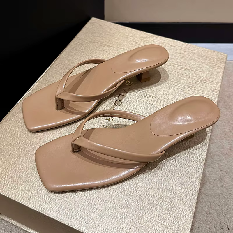 Pantoufles d'été à Clip pour femmes, chaussures confortables à talons bas, tenue décontractée, Style de rue, Sandalis