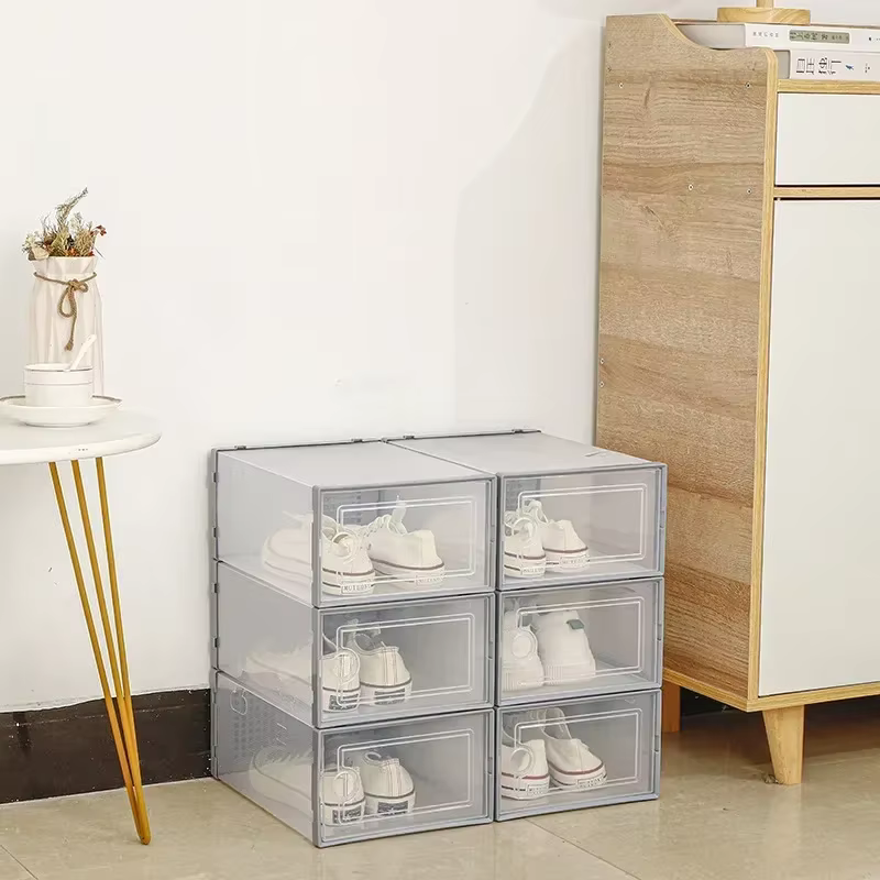 Boîte à chaussures transparente épaissie à double cadre