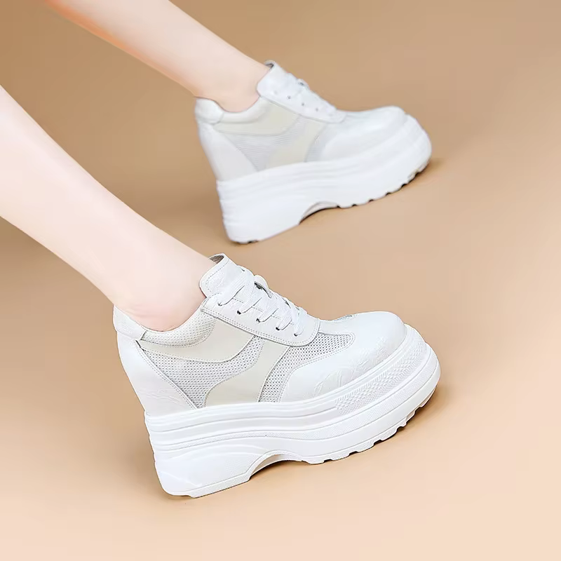 Baskets blanches en cuir pour femmes