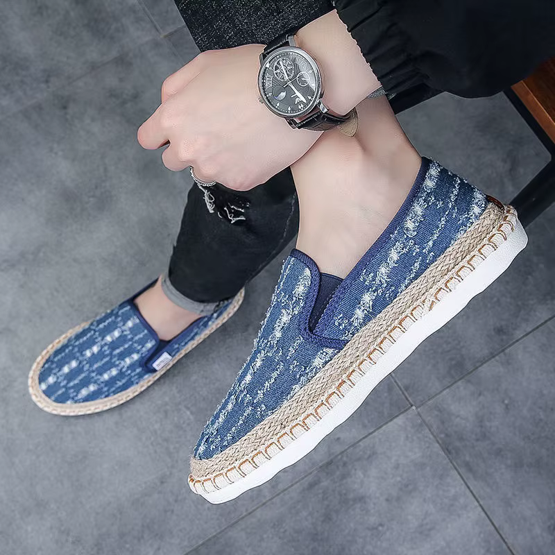 2026 mocassin masculin respirant chaussures en toile décontractées semelle intérieure en chanvre
