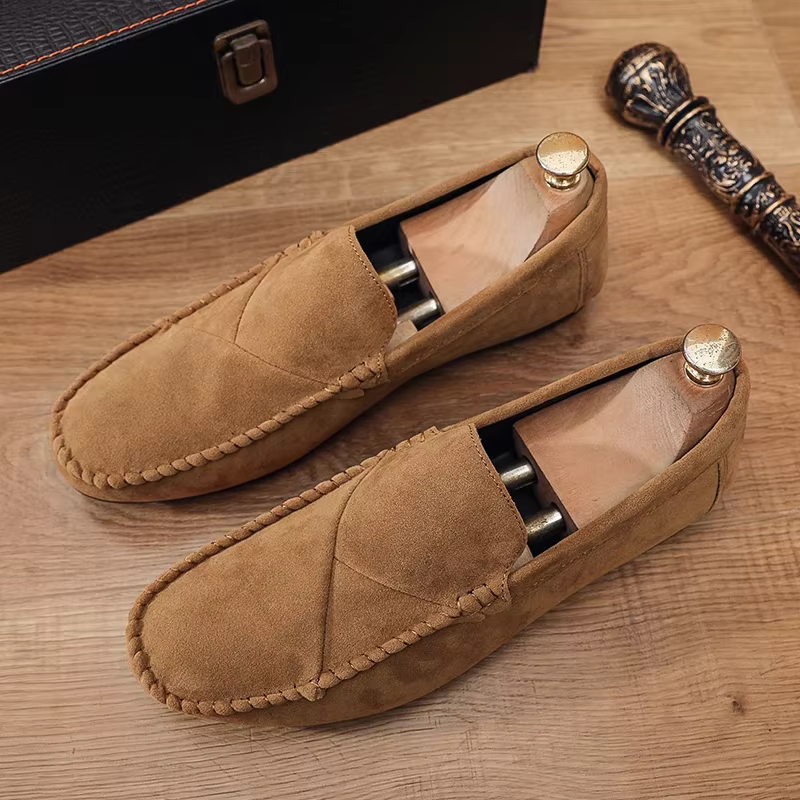 Mode daim hommes chaussures décontractées mâle paresseux