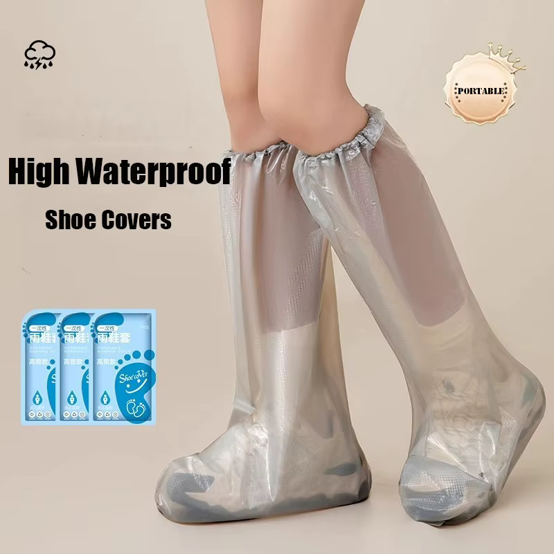 Couvre-chaussures imperméables, 2 paires, couvre-chaussures d'extérieur, protecteurs, antidérapants, résistants à la pluie, longs, avec manchette extensible