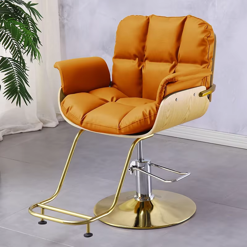 Chaise de barbier noire esthétique, chaise de salon de beauté rétro classique, équipement de cheminée, meubles