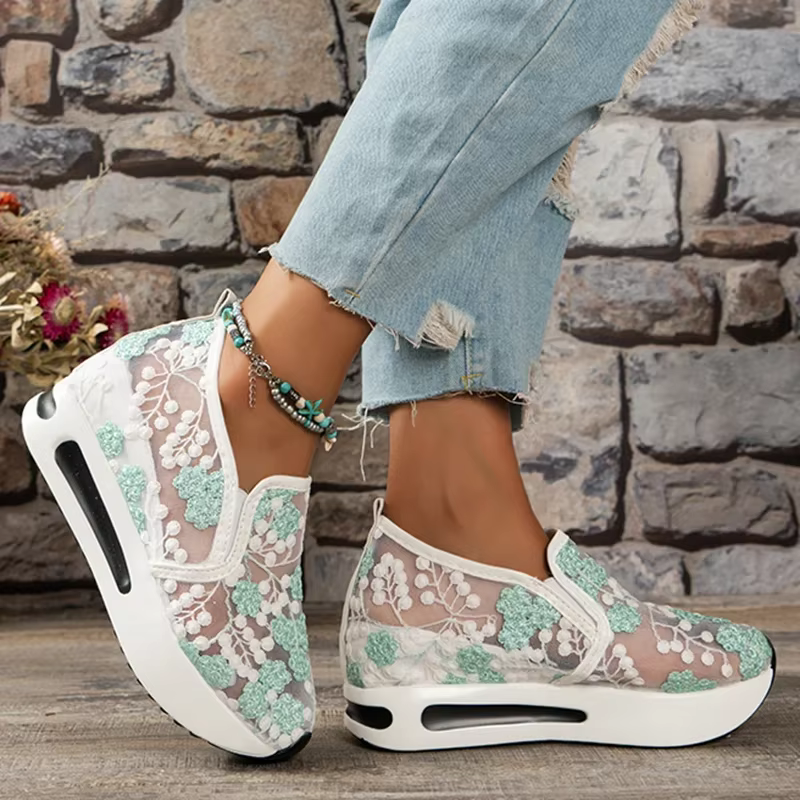 Baskets à plateforme en maille respirante pour femmes