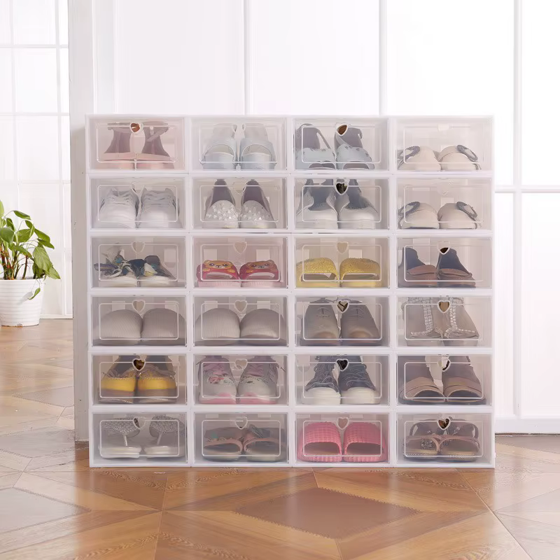 Boîte à chaussures empilable 6/12 pièces avec porte rabattable-convient au dortoir familial