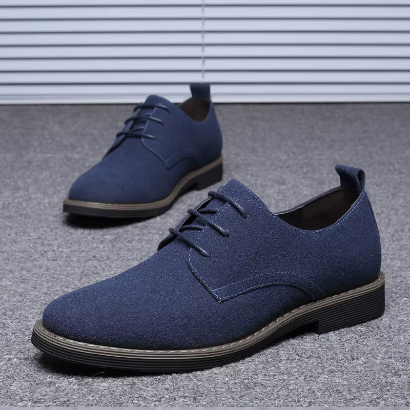 Chaussures Oxford en daim bleu marine pour hommes