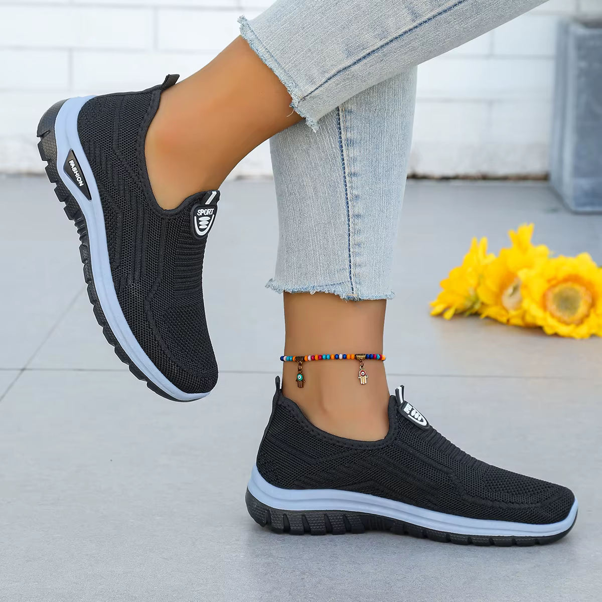 Chaussures d'été respirantes à enfiler pour femmes