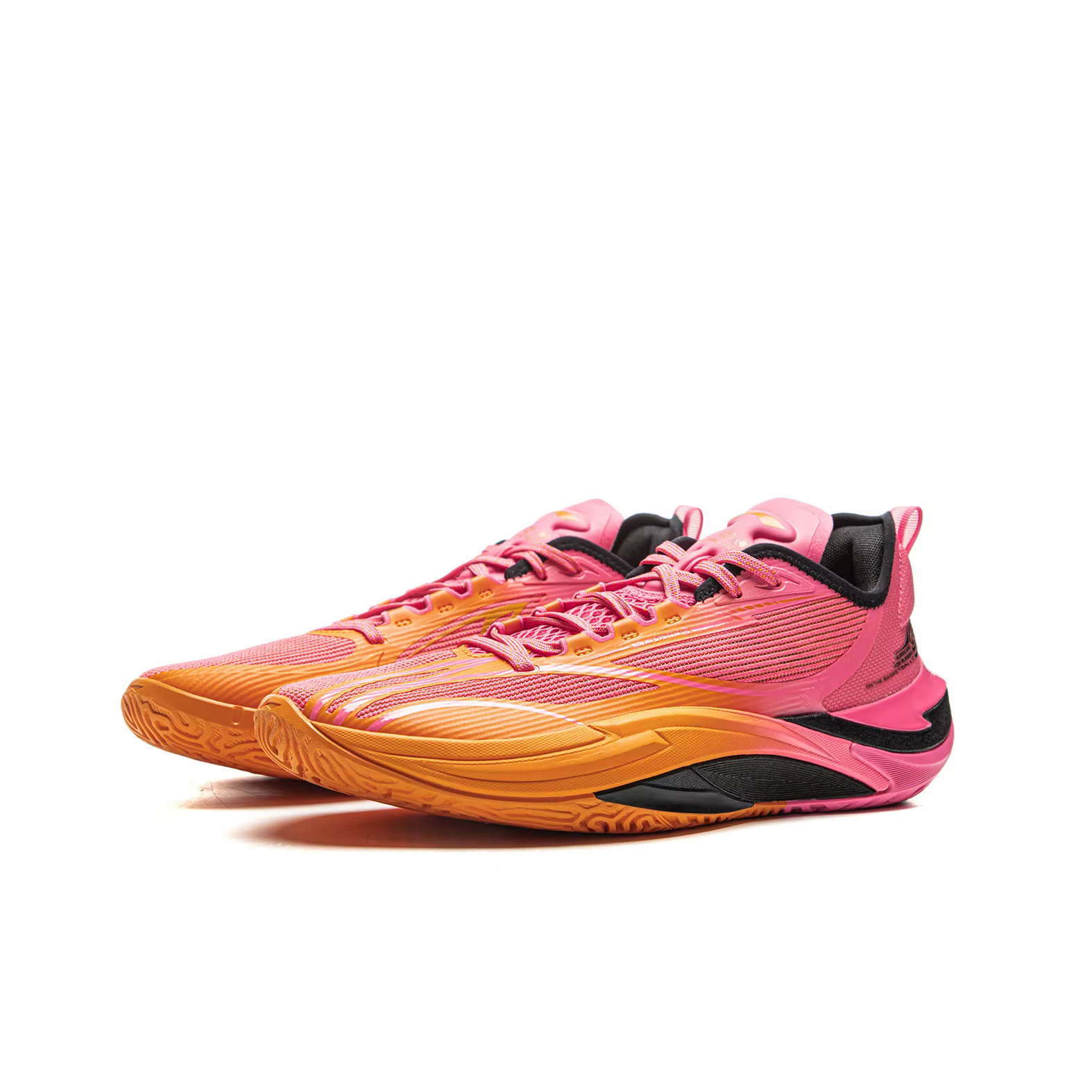 POIZON Li Ning Hurricane Collection Chaussures de basket-ball basses pour hommes Rose Orange ABAU083-11