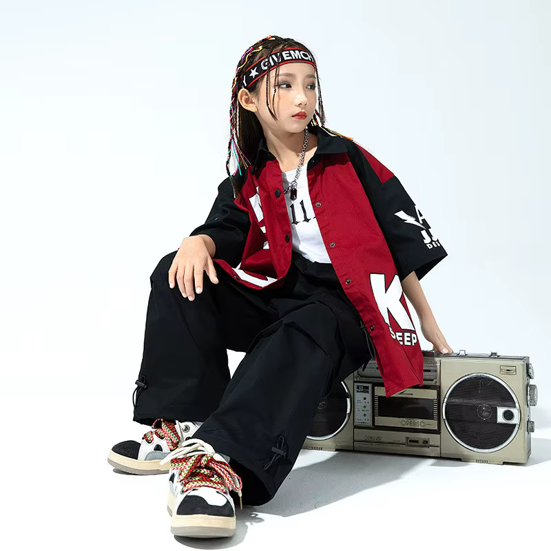 Costume de danse de rue Jazz pour enfants, chemise à manches longues, ensembles pantalons en Denim, vêtements de danse de salle de bal, vêtements Hip Hop pour adolescents