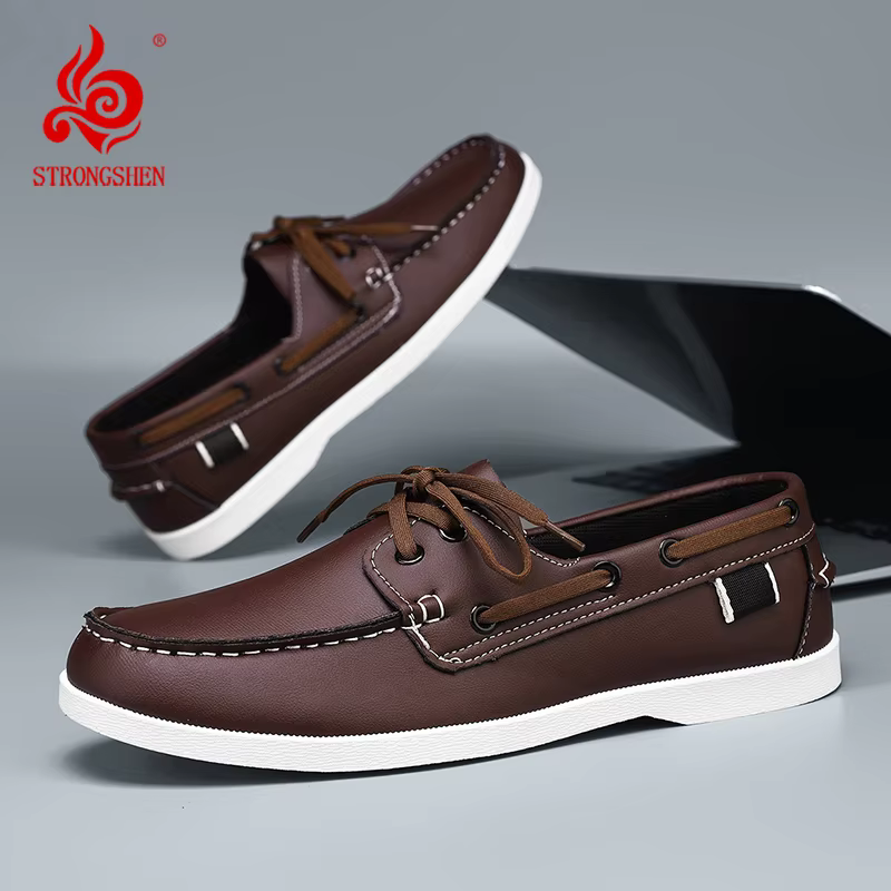 Hommes mocassins Design bateau chaussures en cuir PU de haute qualité confortable sans lacet doux plat polyvalent à la