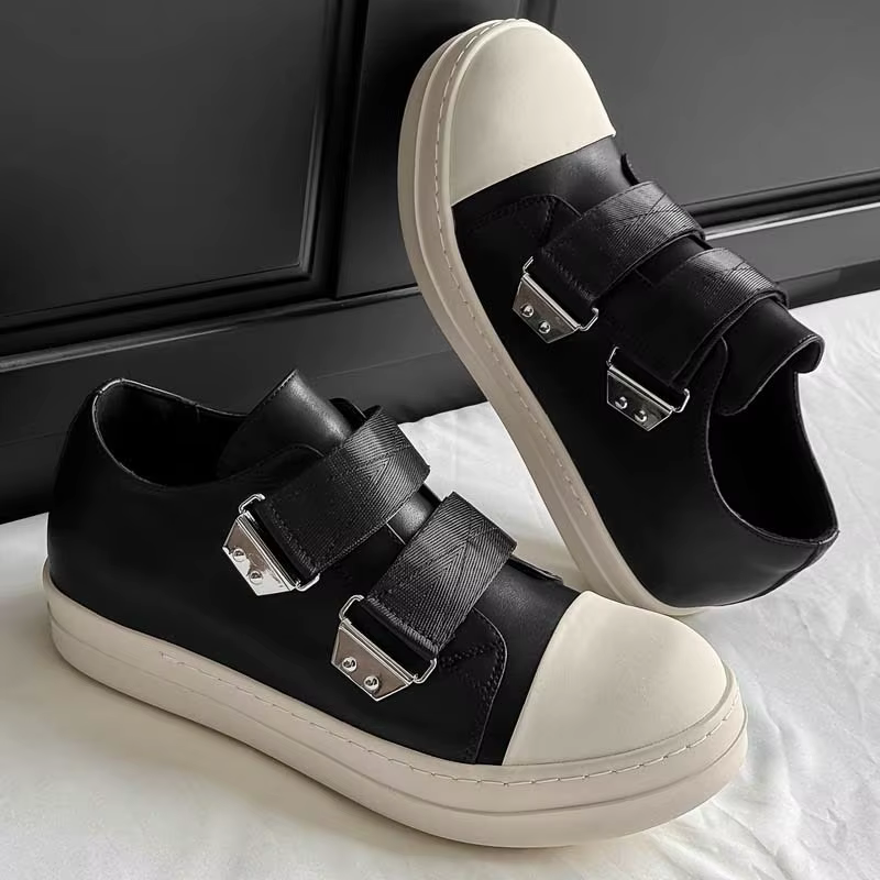 Baskets plateforme en cuir noir pour hommes et femmes