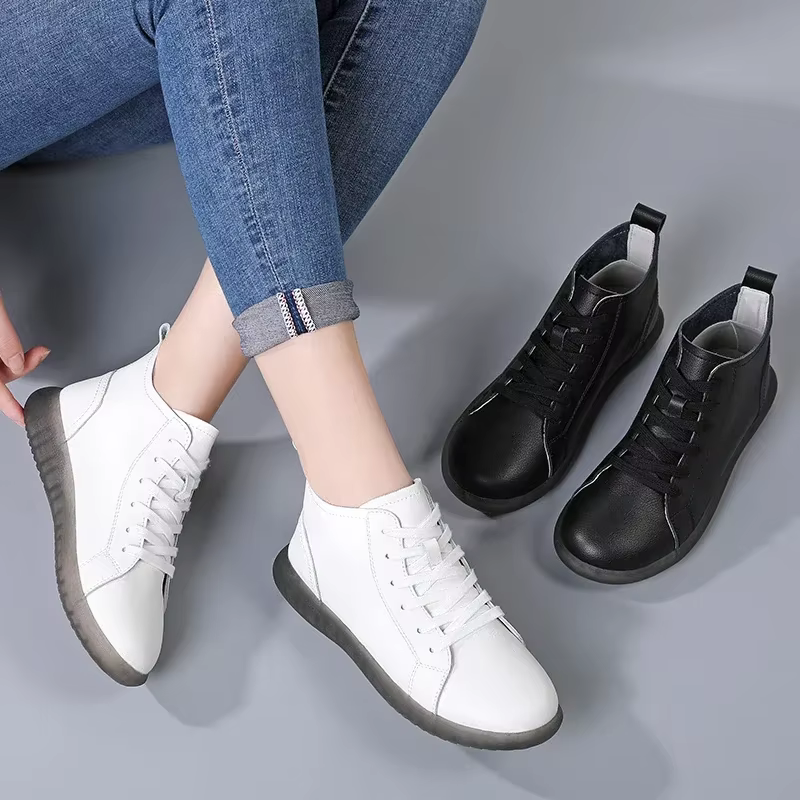 Chaussures décontractées imperméables en cuir véritable de haute qualité pour femmes