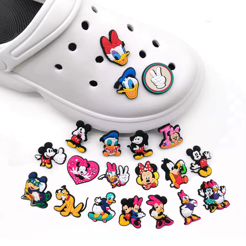 Potdemiel 20 pièces Accessoires de décoration pour chaussures de jardin en PVC Mickey et Minnie Mouse
