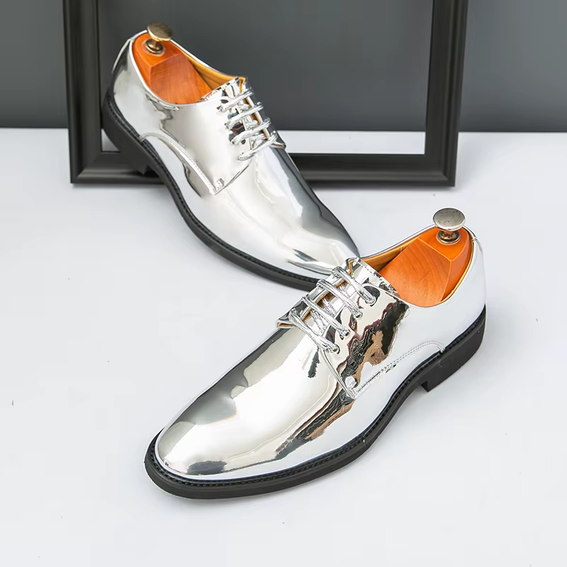 YEHENG Chaussures habillées métalliques brillantes pour hommes