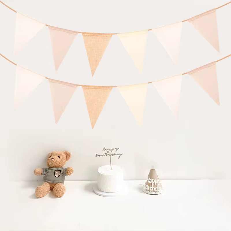 Guirxiété en toile de jute pour enfants, bannière Khali, décoration en lin, fanion crème café, mariage, premier anniversaire, baby shower