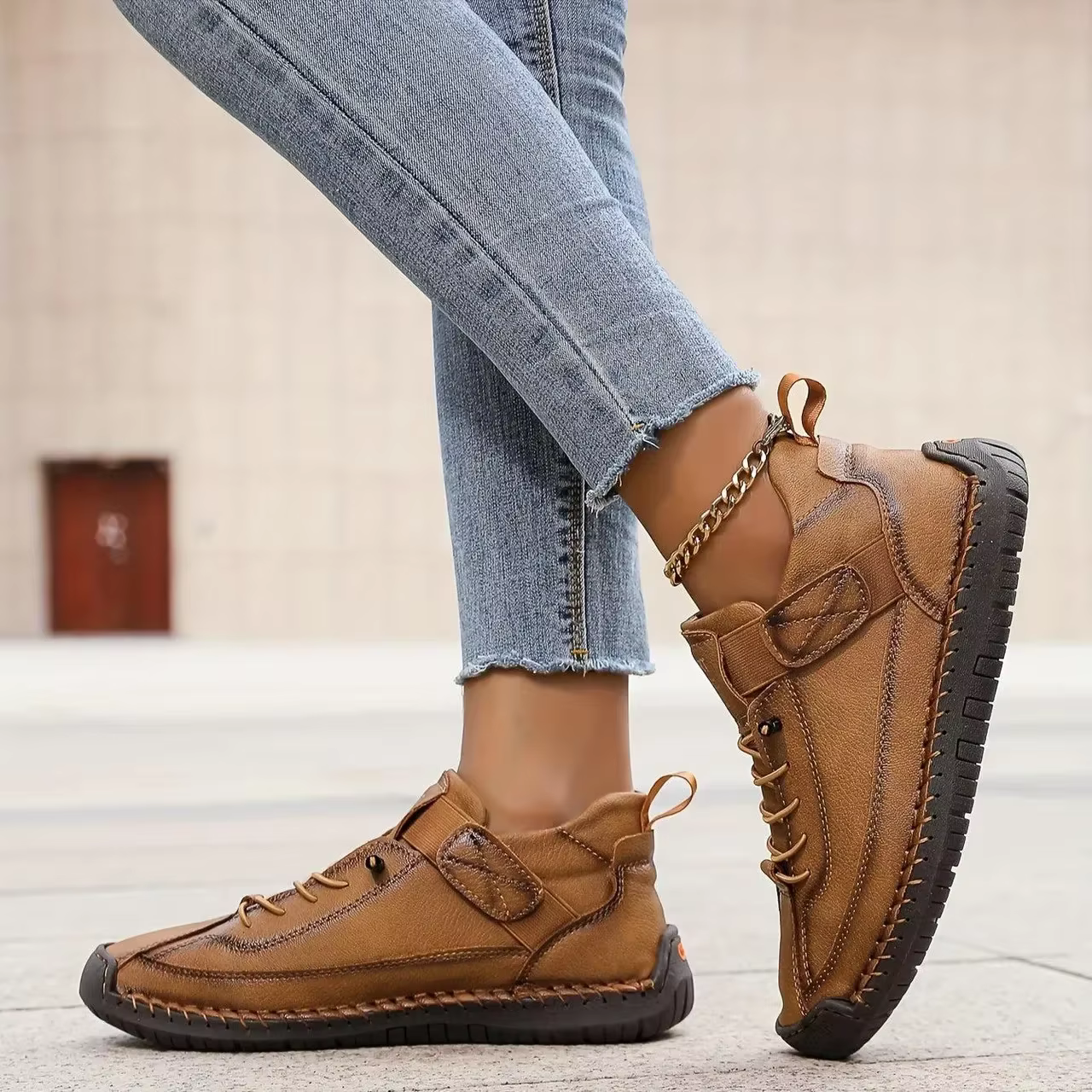 Chaussures d'été femme plate-forme loisirs mocassins à la main respirant baskets