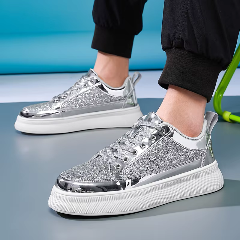 Baskets à paillettes argentées pour hommes