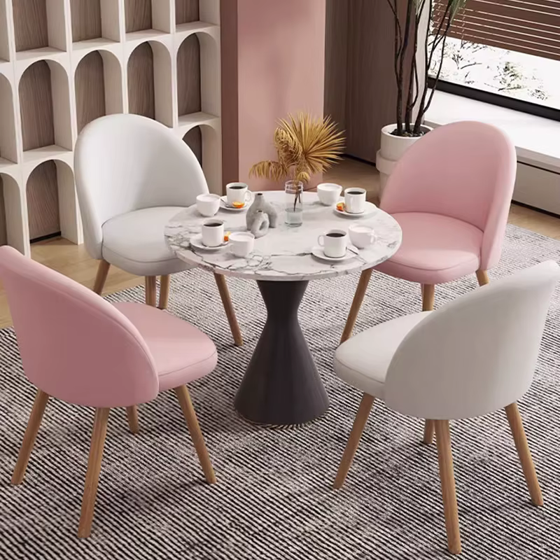 Chaises de Salle à Manger en Bois de Style Nordique Moderne, Ensemble de Meubles de Jardin en Lin de Luxe pour la Cuisine Européenne
