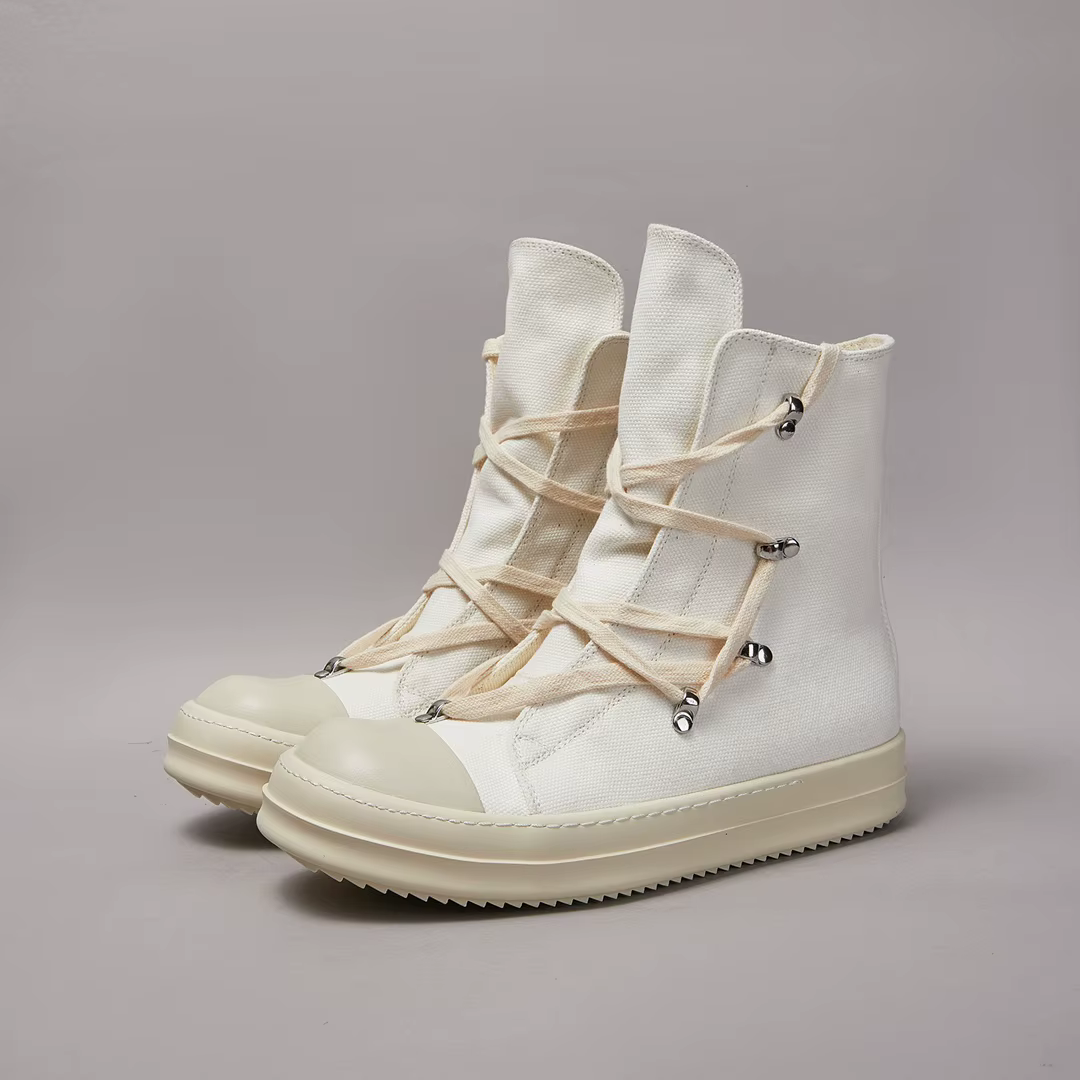 Baskets montantes en toile blanches pour femme