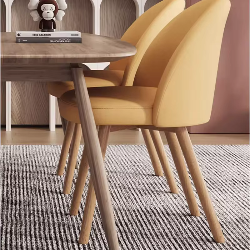 Chaises de Salle à Manger en Bois de Style Nordique Moderne, Ensemble de Meubles de Jardin en Lin de Luxe pour la Cuisine Européenne