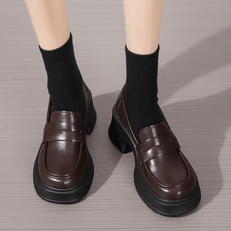 Lucyever-Mocassins à plateforme en cuir PU pour femmes