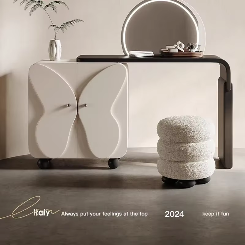 Table de maquillage moderne avec miroir et chaise, meuble de rangement pour chambre à coucher, coin bijoux, suite de salon Penteadeira