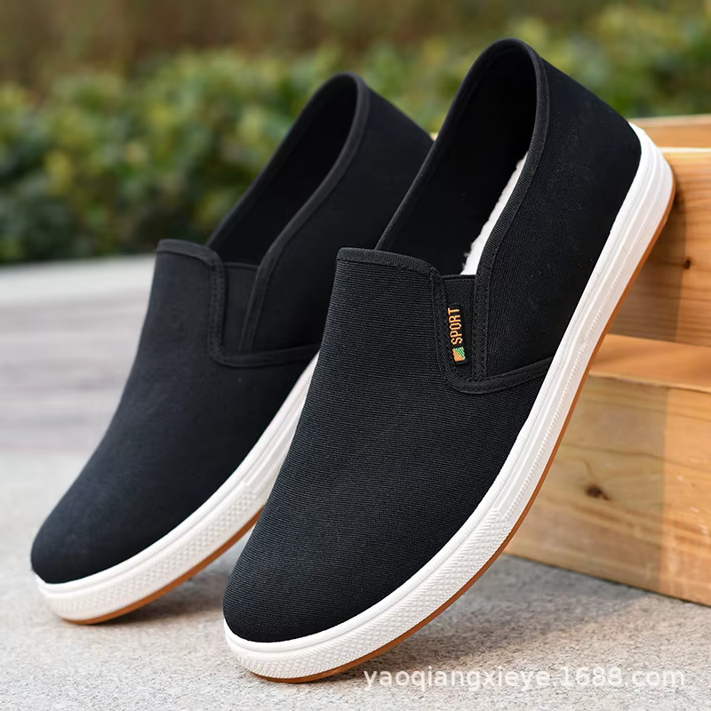 Hommes toile chaussure baskets décontractées pour MenLight Slip-on vulcanisé confortable mâle chaussures plates mocassins nouveaux formateurs noirs Zapatos Hombre