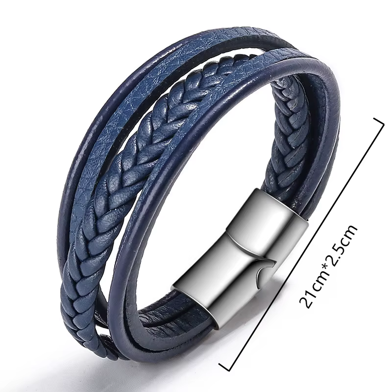 Bracelet en cuir pour hommes nouveaux accessoires corde faite à la main en cuir Style folklorique Bracelet en cuir Bracelet magnétique
