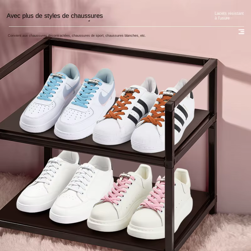 Lacets de chaussures sans cravate